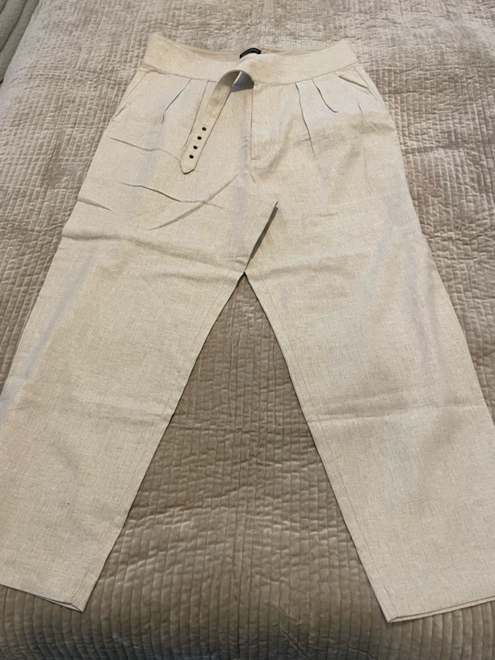Banana Republic Cream Drawstring Linen-Blend Chinos